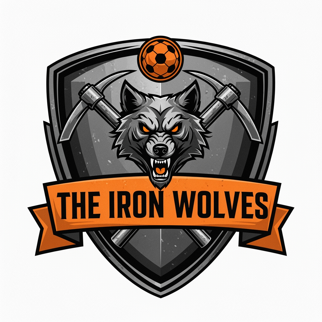 AI Design for emblem logo — Football / soccer club (The Iron Wolves) Design a contained emblem for a fictional sports club. Tests your ability to work within a structured shape and balance multiple elements.