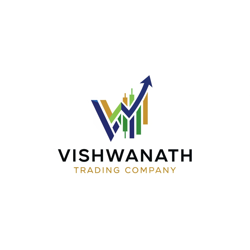 AI Design for Vishwanath Trading Company logo created in professional style and minimal in high resolution related to trades and growth vectors use and make them eye catching