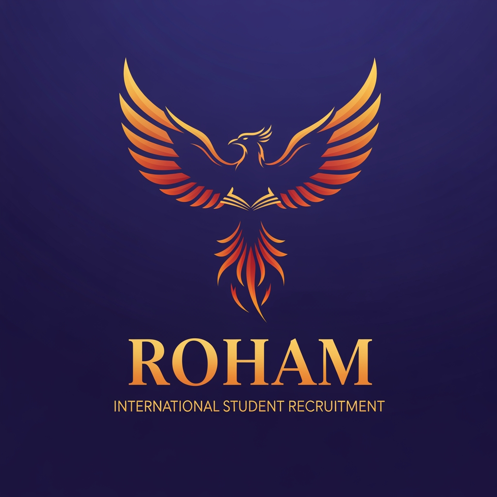 AI Design for یک شرکت جذب دانشجوی بین الملل دارم به اسم رهام که به معنای پرنده شکست ناپذیر است. پیشنهاد تو برای لوگو چیه