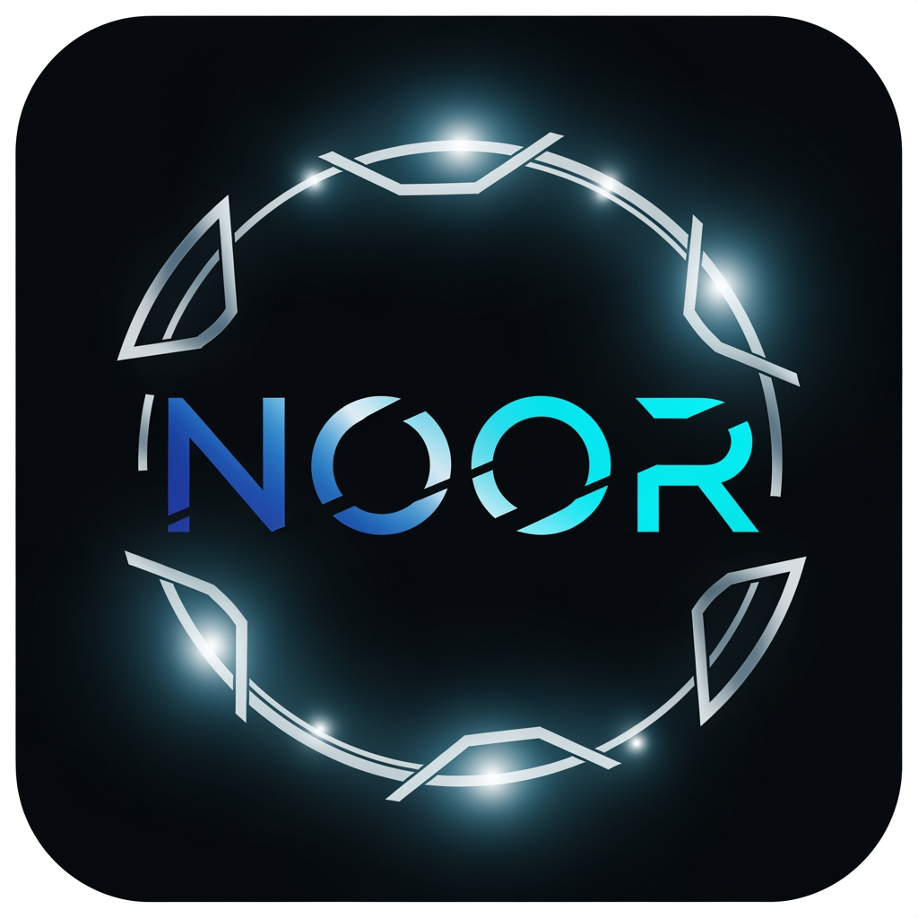 AI Design for create a logo for  NOOR it should look astheitc, ultra modern , futuristic and it should be in a small pic suitable for profile picture make it prettiest