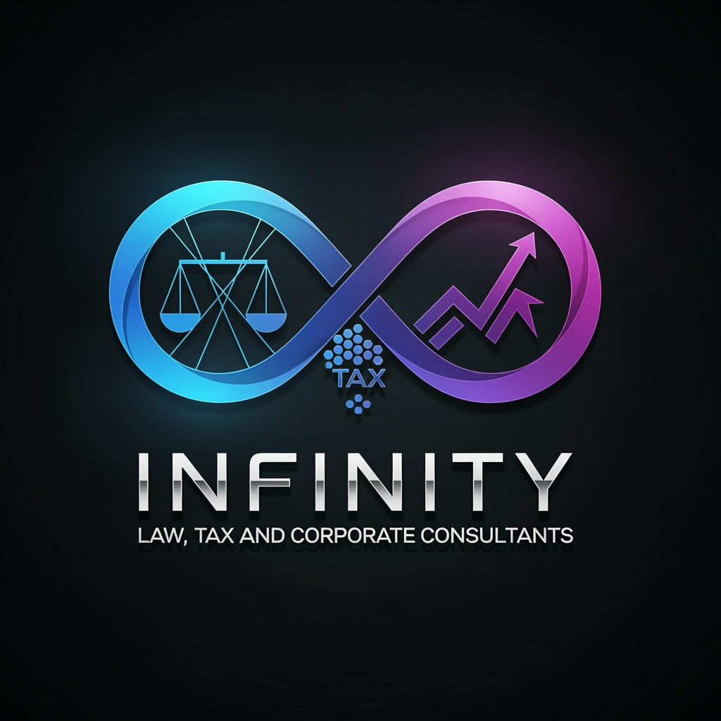 AI Design for create a logo for infinity law, tax and corporate consultants it should look astheitc, ultra modern , futuristic