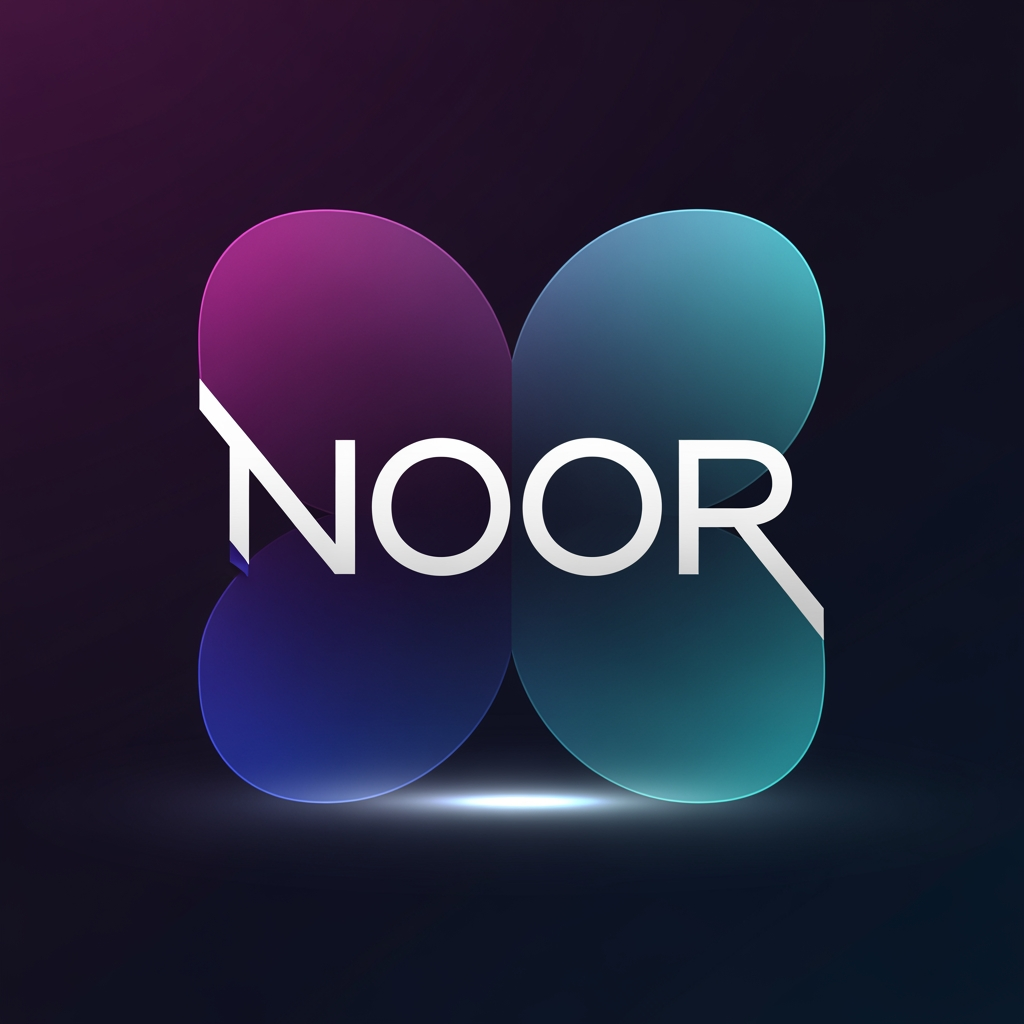 AI Design for create a logo for  NOOR it should look astheitc, ultra modern , futuristic and it should be in a small pic suitable for profile picture make it prettiest