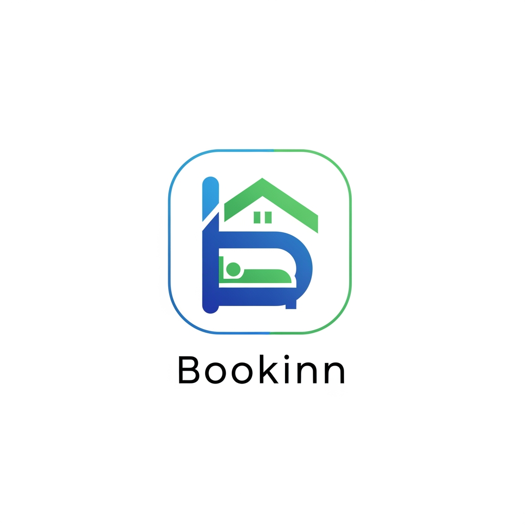AI Design for i am looking for logo for my hotel application name of application is bookinn, hotel app is web base & mobile app base for both, hotel app is develop to give hotel owner to maintenance daily record. monogram should be simple & represent to hotel app, easy understand that hotel app monogram