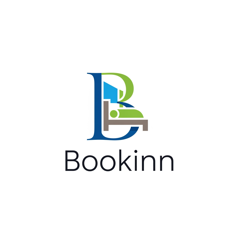 AI Design for i am looking for logo for my hotel application name of application is bookinn, hotel app is web base & mobile app base for both, hotel app is develop to give hotel owner to maintenance daily record. monogram should be simple & represent to hotel app, easy understand that hotel app monogram