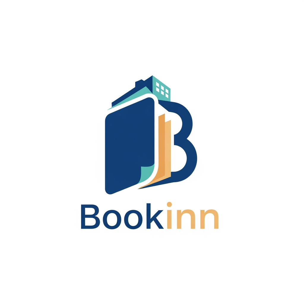 AI Design for i am looking for logo for my hotel application name of application is bookinn, hotel app is web base & mobile app base for both, hotel app is develop to give hotel owner to maintenance daily record.