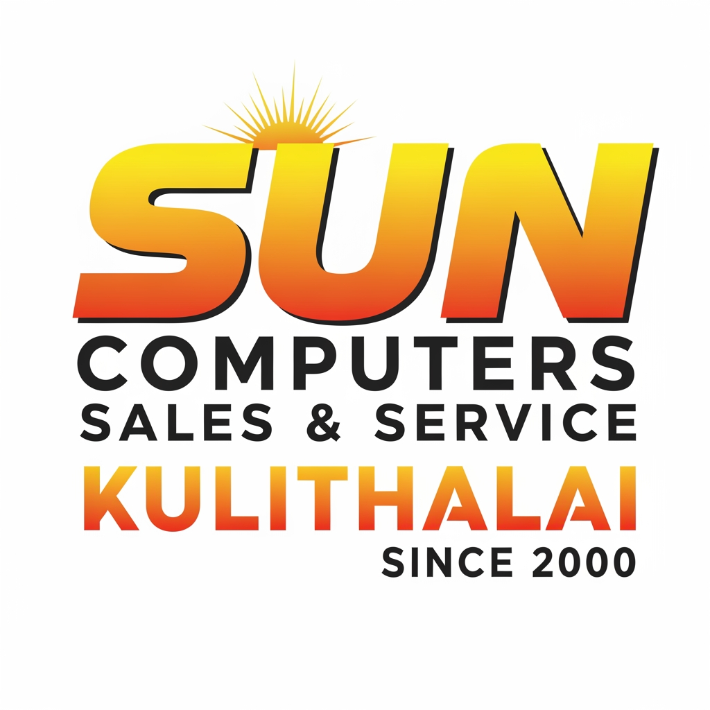 AI Design for create using letters only logo for Sun Computers Sales & Service Kulithalai Since 2000