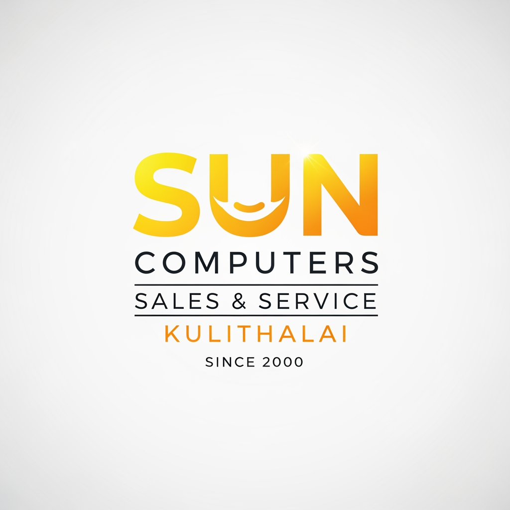 AI Design for create using letters only logo for Sun Computers Sales & Service Kulithalai Since 2000