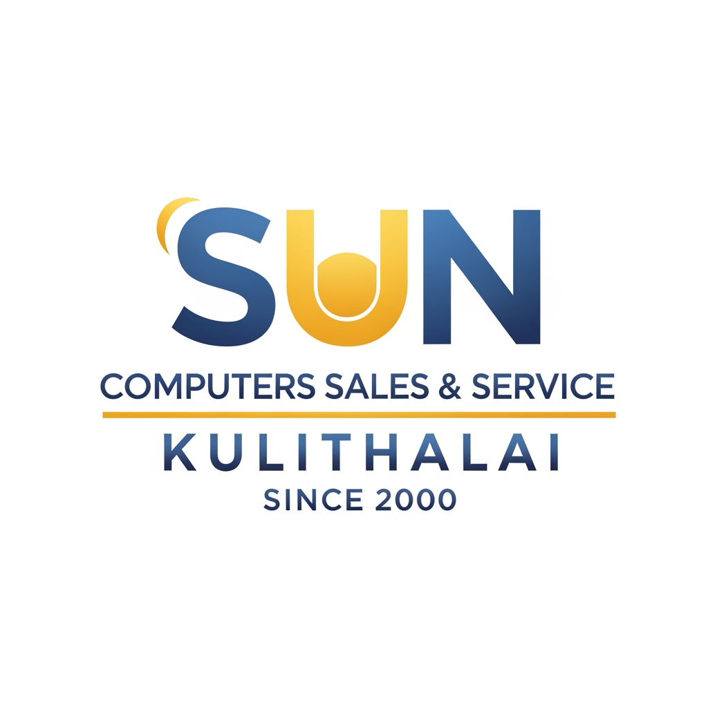 AI Design for create using letters only logo for Sun Computers Sales & Service Kulithalai Since 2000