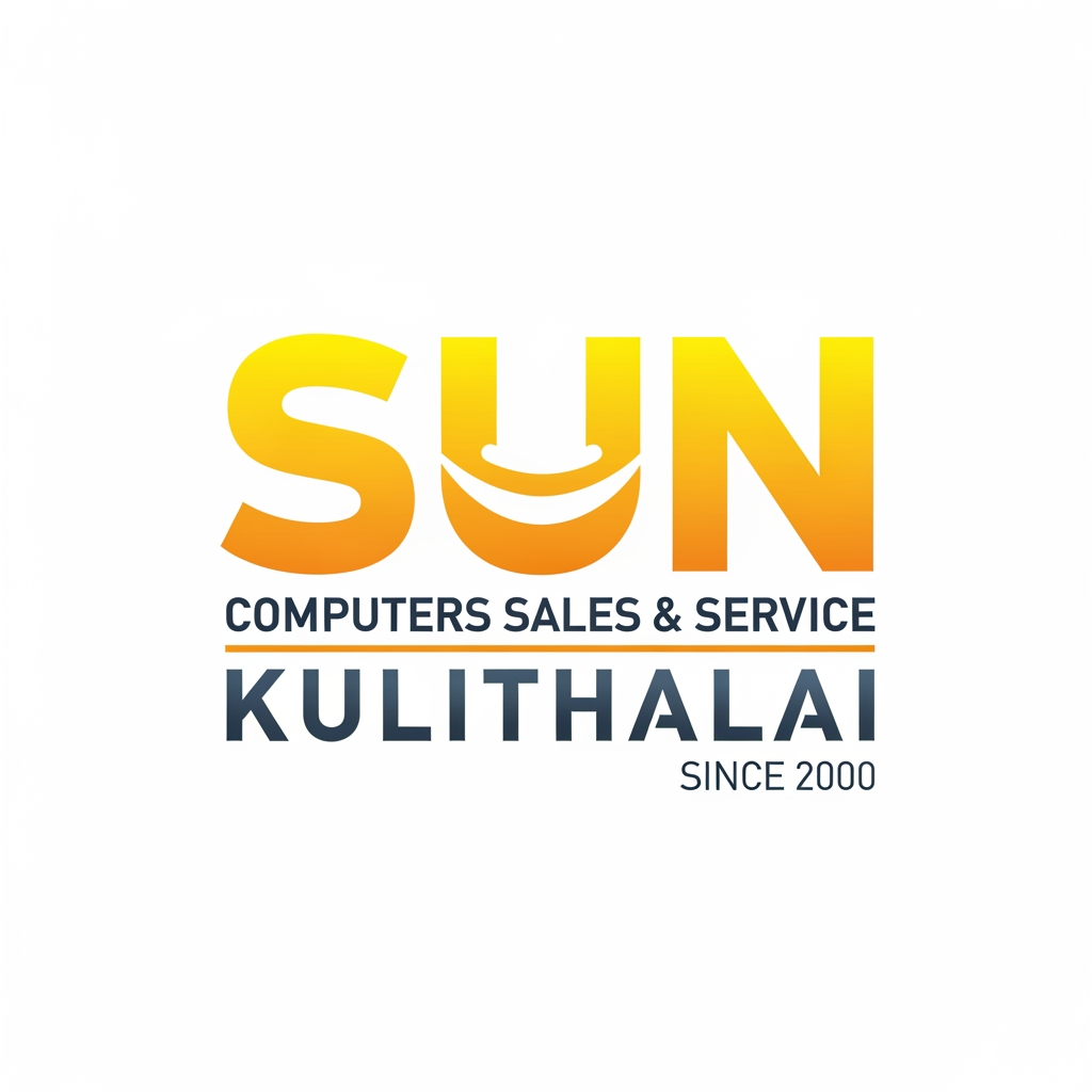 AI Design for create using letters only logo for Sun Computers Sales & Service Kulithalai Since 2000