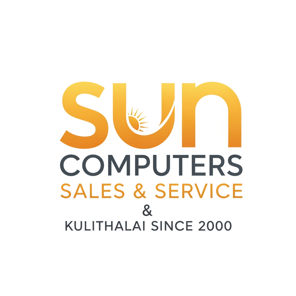 AI Design for create using letters only logo for Sun Computers Sales & Service Kulithalai Since 2000