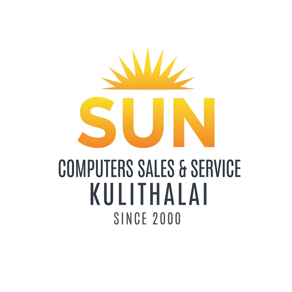 AI Design for create using letters only logo for Sun Computers Sales & Service Kulithalai Since 2000