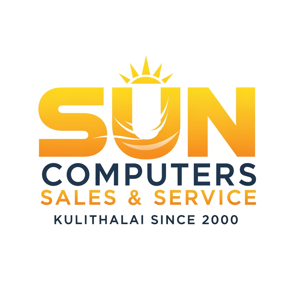 AI Design for create using letters only logo for Sun Computers Sales & Service Kulithalai Since 2000
