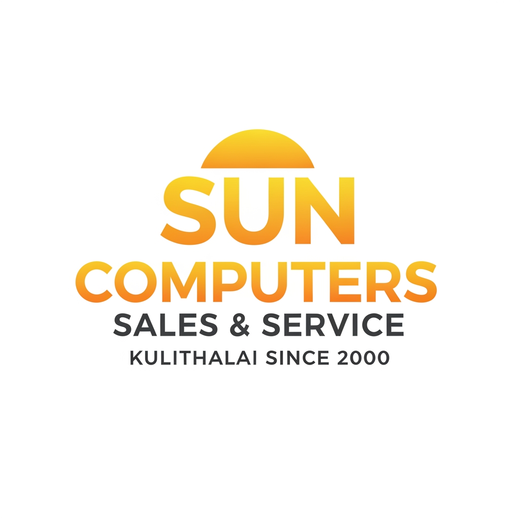 AI Design for create using letters only logo for Sun Computers Sales & Service Kulithalai Since 2000