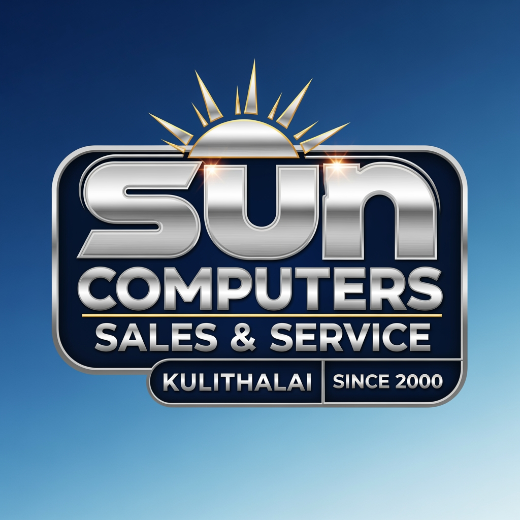 AI Design for create using letters only logo for Sun Computers Sales & Service Kulithalai Since 2000