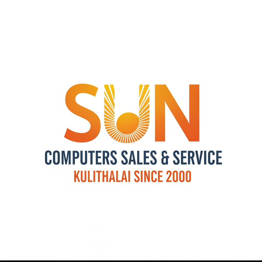 AI Design for create using letters only logo for Sun Computers Sales & Service Kulithalai Since 2000