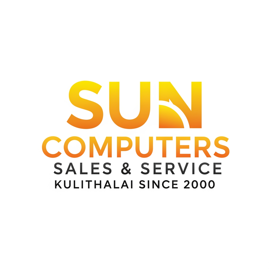AI Design for create using letters only logo for Sun Computers Sales & Service Kulithalai Since 2000