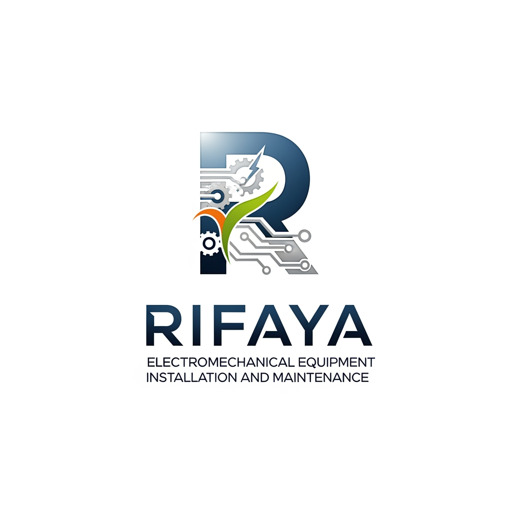 AI Design for i want to create a logo based on "RIFAYA ELECTROMECHANICAL EQUIPMENT INSTALLATION AND MAINTENANCE" this. this is a company which carries electronical and mechanical equipment . based o n this i need a logo for this company. also need comppletely unique . i want this in a svg format all these. something aesthetic one  adn not an old type which is coming like in the R format