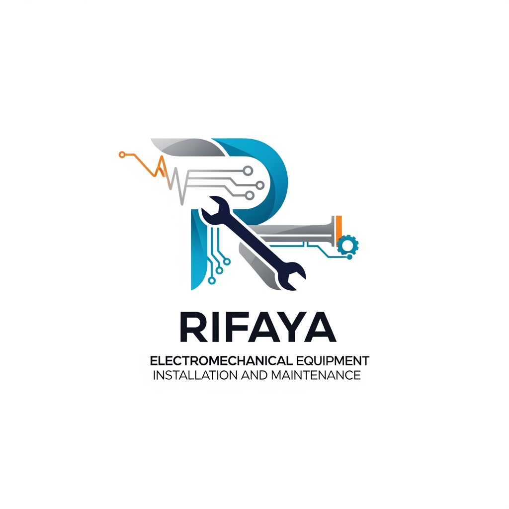 AI Design for i want to create a logo based on "RIFAYA ELECTROMECHANICAL EQUIPMENT INSTALLATION AND MAINTENANCE" this. this is a company which carries electronical and mechanical equipment . based o n this i need a logo for this company. also need comppletely unique . i want this in a svg format all these. something aesthetic one  adn not an old type which is coming like in the R format. i don't want that coming in R format .