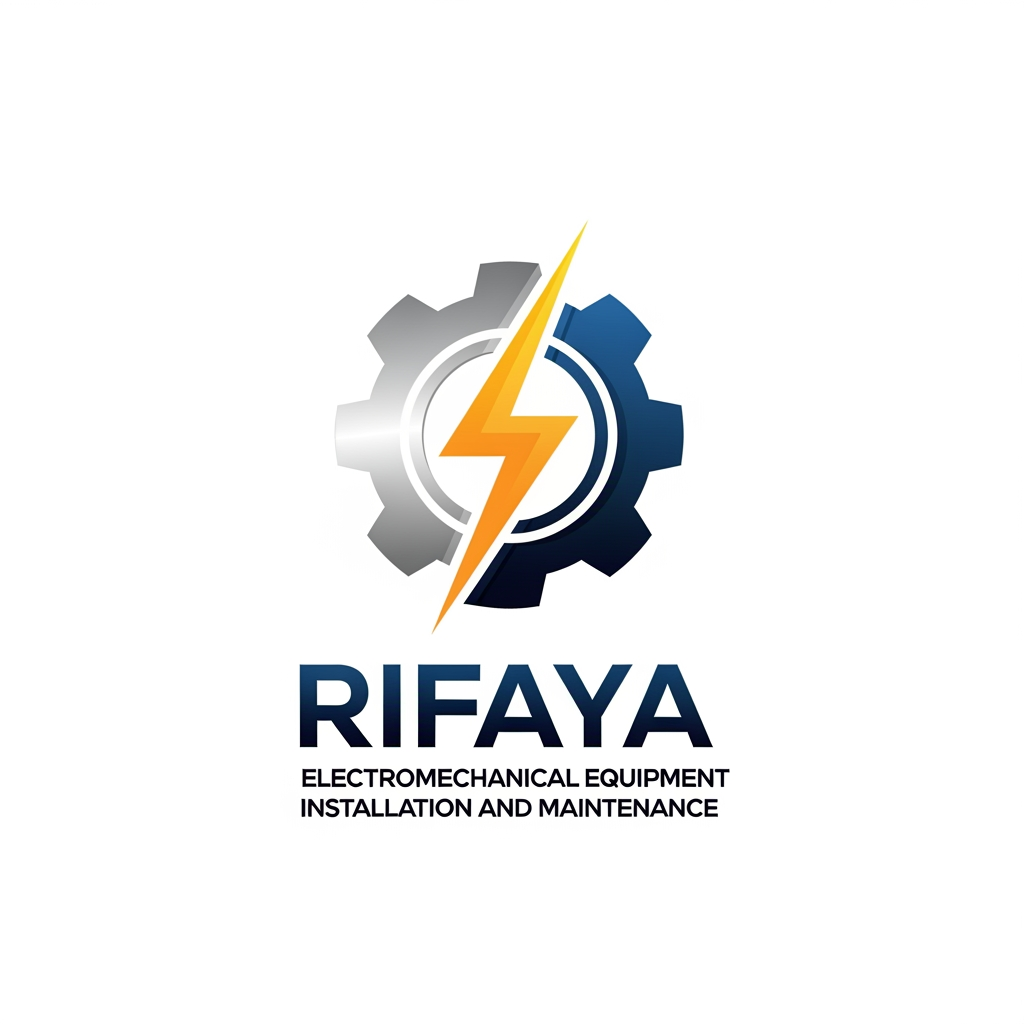 AI Design for i want to create a logo based on "RIFAYA ELECTROMECHANICAL EQUIPMENT INSTALLATION AND MAINTENANCE" this. this is a company which carries electronical and mechanical equipment . based o n this i need a logo for this company. also need comppletely unique . i want this in a svg format all these