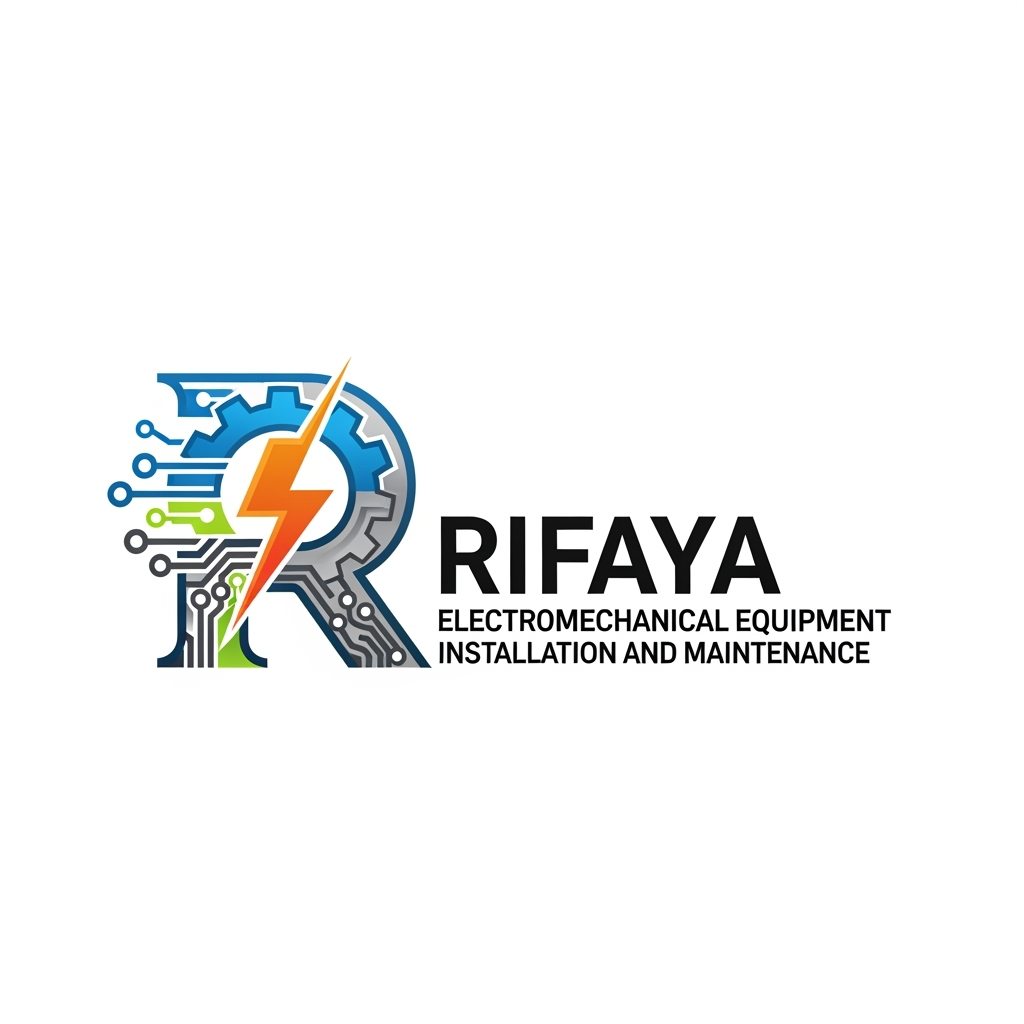 AI Design for i want to create a logo based on "RIFAYA ELECTROMECHANICAL EQUIPMENT INSTALLATION AND MAINTENANCE" this. this is a company which carries electronical and mechanical equipment . based o n this i need a logo for this company. also need comppletely unique . i want this in a svg format all these. something aesthetic one  adn not an old type which is coming like in the R format. i don't want that coming in R format .