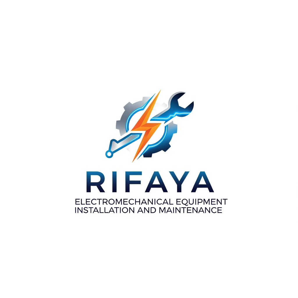 AI Design for i want to create a logo based on "RIFAYA ELECTROMECHANICAL EQUIPMENT INSTALLATION AND MAINTENANCE" this. this is a company which carries electronical and mechanical equipment . based o n this i need a logo for this company. also need comppletely unique . i want this in a svg format all these. something aesthetic one  adn not an old type which is coming like in the R format. i don't want that coming informat .