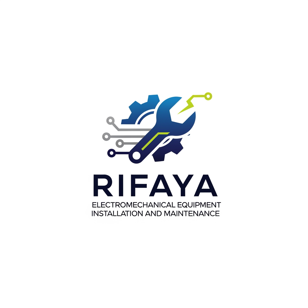 AI Design for i want to create a logo based on "RIFAYA ELECTROMECHANICAL EQUIPMENT INSTALLATION AND MAINTENANCE" this. this is a company which carries electronical and mechanical equipment . based o n this i need a logo for this company. also need comppletely unique . i want this in a svg format all these. something aesthetic one