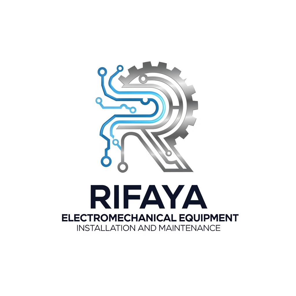 AI Design for i want to create a logo based on "RIFAYA ELECTROMECHANICAL EQUIPMENT INSTALLATION AND MAINTENANCE" this. this is a company which carries electronical and mechanical equipment . based o n this i need a logo for this company. also need comppletely unique . i want this in a svg format all these. something aesthetic one  adn not an old type which is coming like in the R format