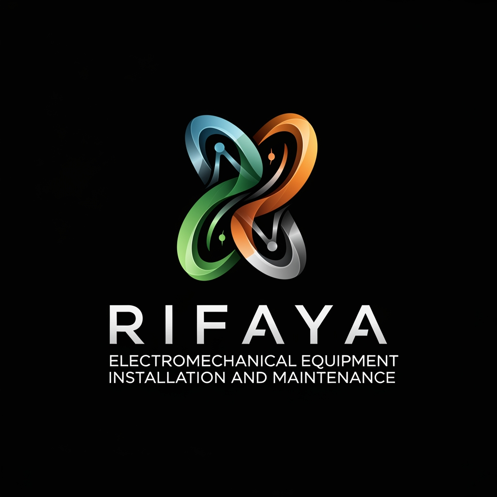 AI Design for i want to create a logo based on "RIFAYA ELECTROMECHANICAL EQUIPMENT INSTALLATION AND MAINTENANCE" this. this is a company which carries electronical and mechanical equipment . based o n this i need a logo for this company. also need comppletely unique . i want this in a svg format all these. something aesthetic one  adn not an old type which is coming like in the R format. i don't want that coming informat .