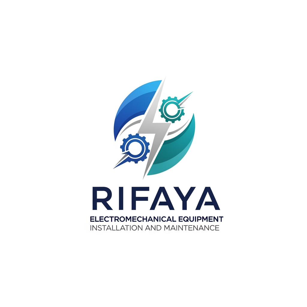 AI Design for i want to create a logo based on "RIFAYA ELECTROMECHANICAL EQUIPMENT INSTALLATION AND MAINTENANCE" this. this is a company which carries electronical and mechanical equipment . based o n this i need a logo for this company. also need comppletely unique . i want this in a svg format all these. something aesthetic one  adn not an old type which is coming like in the  format. i don't want that coming informat .