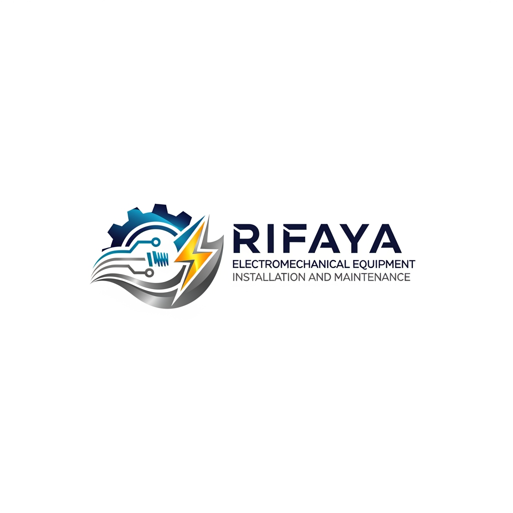 AI Design for i want to create a logo based on "RIFAYA ELECTROMECHANICAL EQUIPMENT INSTALLATION AND MAINTENANCE" this. this is a company which carries electronical and mechanical equipment . based o n this i need a logo for this company. also need comppletely unique . i want this in a svg format all these. something aesthetic one  adn not an old type which is coming like in the  format. i don't want that coming informat .