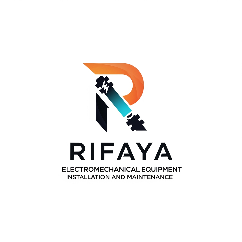 AI Design for i want to create a logo based on "RIFAYA ELECTROMECHANICAL EQUIPMENT INSTALLATION AND MAINTENANCE" this. this is a company which carries electronical and mechanical equipment . based o n this i need a logo for this company. also need comppletely unique . i want this in a svg format all these. something aesthetic one  adn not an old type which is coming like in the R format. i don't want that coming in R format .