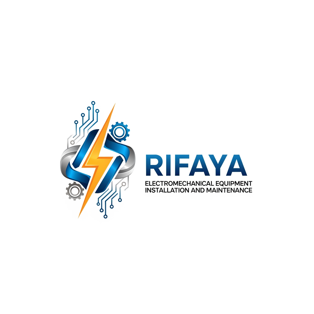 AI Design for i want to create a logo based on "RIFAYA ELECTROMECHANICAL EQUIPMENT INSTALLATION AND MAINTENANCE" this. this is a company which carries electronical and mechanical equipment . based o n this i need a logo for this company. also need comppletely unique . i want this in a svg format all these. something aesthetic one  adn not an old type which is coming like in the  format. i don't want that coming informat .