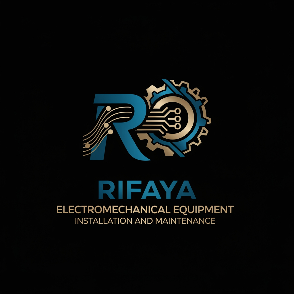AI Design for i want to create a logo based on "RIFAYA ELECTROMECHANICAL EQUIPMENT INSTALLATION AND MAINTENANCE" this. this is a company which carries electronical and mechanical equipment . based o n this i need a logo for this company. also need comppletely unique . i want this in a svg format all these. something aesthetic one  adn not an old type which is coming like in the R format