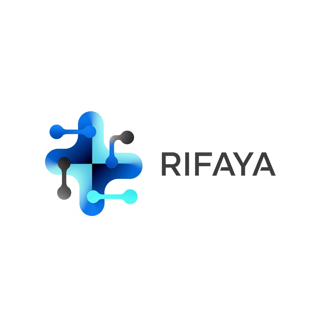 AI Design for “Design a modern, tech-inspired corporate logo for ‘Rifaya’. The logo should feel innovative, clean, and professional, representing reliability and forward-thinking. Use geometric shapes, smooth lines, or abstract digital-inspired forms. The typography should be modern sans-serif and highly legible. Avoid using the letter ‘R’ as a symbol or any monogram-style design. Do not include tools, machinery, or industrial imagery. Use a cool color palette such as blue gradients, grey, or subtle cyan accents. The design should be flat, scalable, and suitable for digital platforms, apps, and corporate identity systems