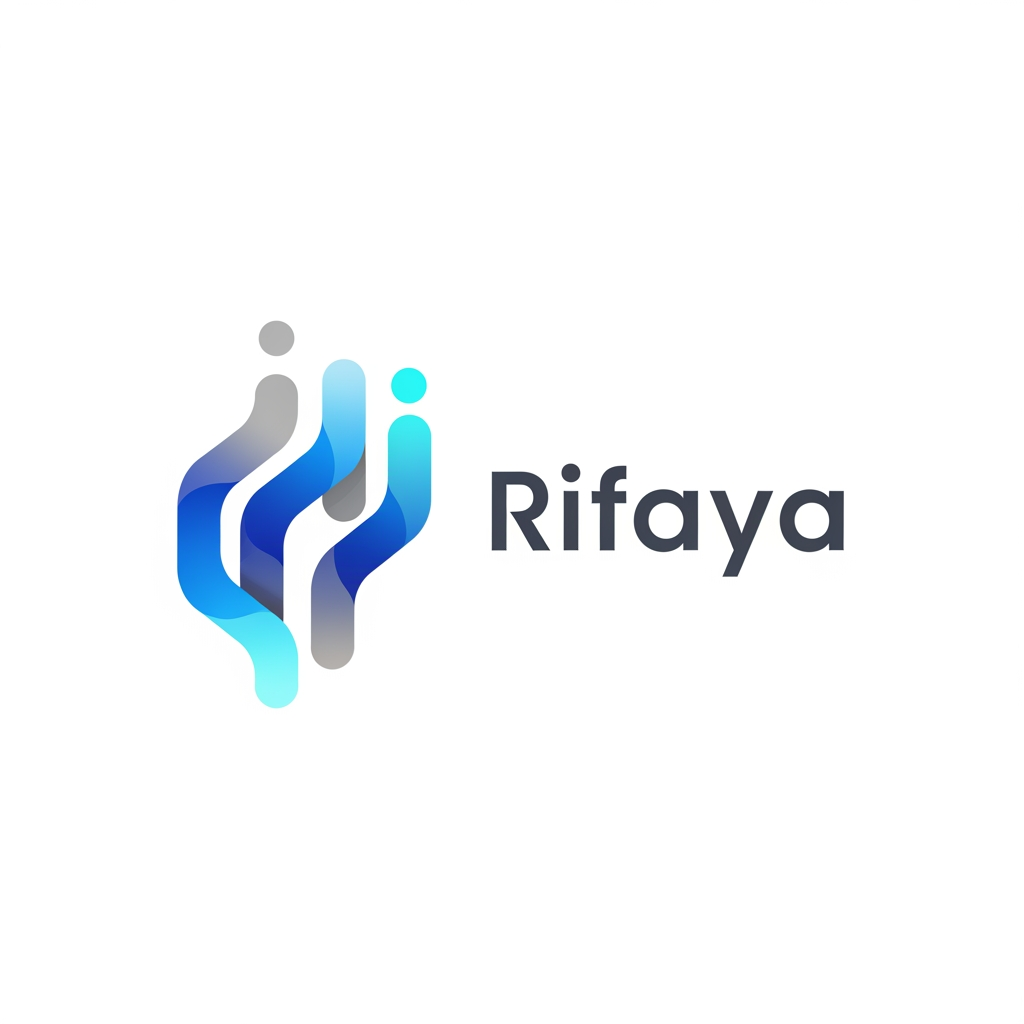 AI Design for “Design a modern, tech-inspired corporate logo for ‘Rifaya’. The logo should feel innovative, clean, and professional, representing reliability and forward-thinking. Use geometric shapes, smooth lines, or abstract digital-inspired forms. The typography should be modern sans-serif and highly legible. Avoid using the letter ‘R’ as a symbol or any monogram-style design. Do not include tools, machinery, or industrial imagery. Use a cool color palette such as blue gradients, grey, or subtle cyan accents. The design should be flat, scalable, and suitable for digital platforms, apps, and corporate identity systems