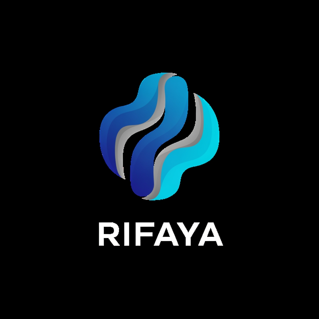 AI Design for “Design a modern, tech-inspired corporate logo for ‘Rifaya’. The logo should feel innovative, clean, and professional, representing reliability and forward-thinking. Use geometric shapes, smooth lines, or abstract digital-inspired forms. The typography should be modern sans-serif and highly legible. Avoid using the letter ‘R’ as a symbol or any monogram-style design. Do not include tools, machinery, or industrial imagery. Use a cool color palette such as blue gradients, grey, or subtle cyan accents. The design should be flat, scalable, and suitable for digital platforms, apps, and corporate identity systems