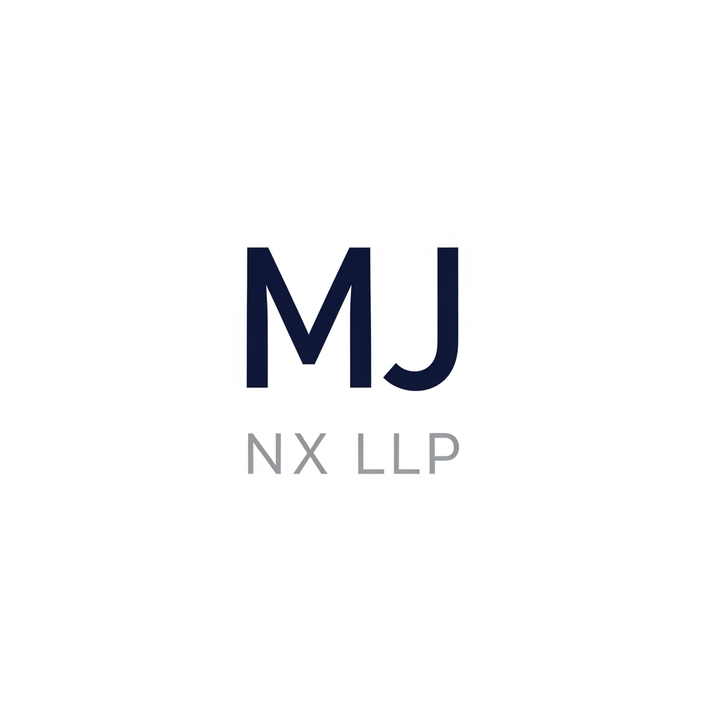 AI Design for the logo should only consist of the insitials i.e mj and dont let the initials clash or merge . and then below but NX LLP