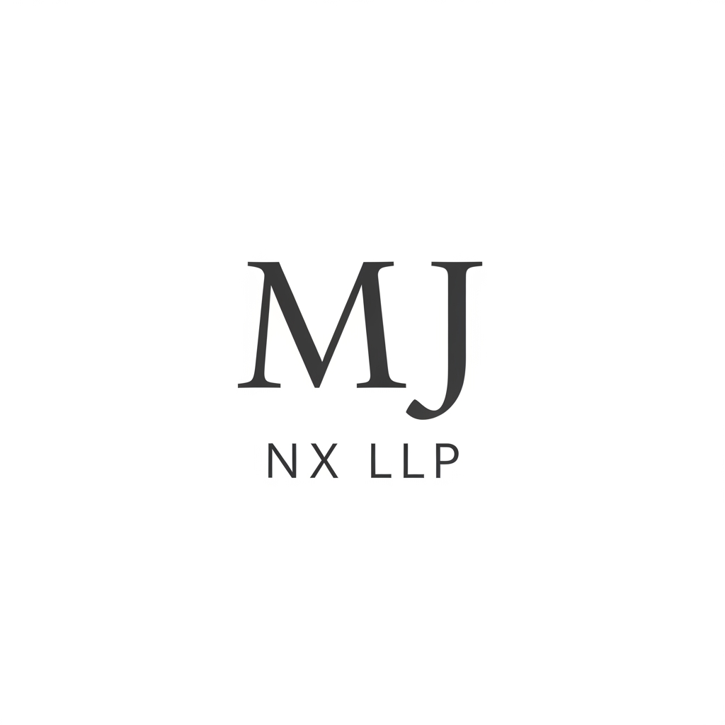 AI Design for the logo should only consist of the insitials i.e mj and dont let the initials clash or merge . and then below but NX LLP