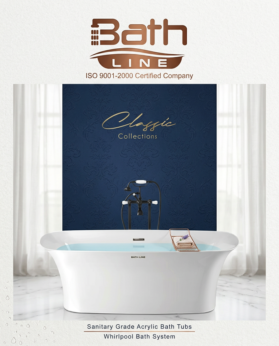 AI Design for so this is the first page of my catalogue company bath line can you change it and give different design