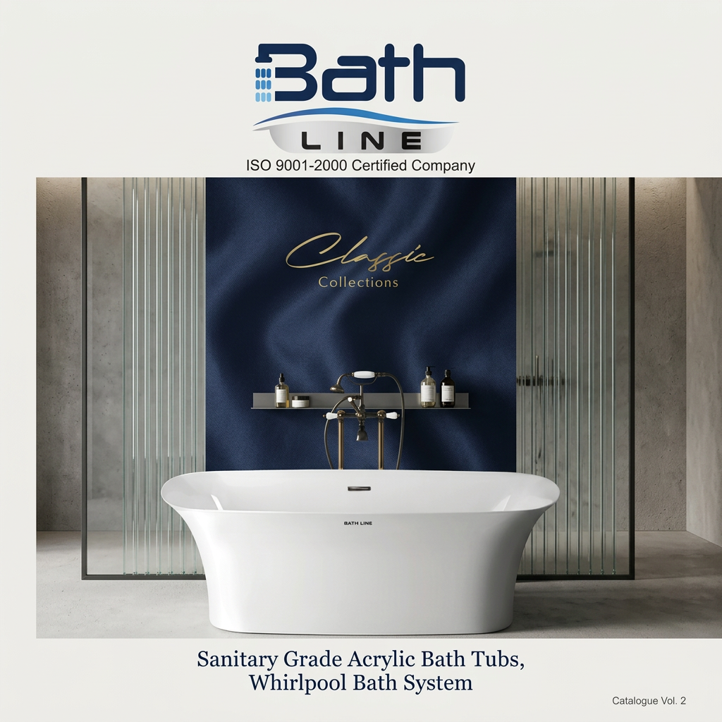 AI Design for so this is the first page of my catalogue company bath line can you change it and give different design
