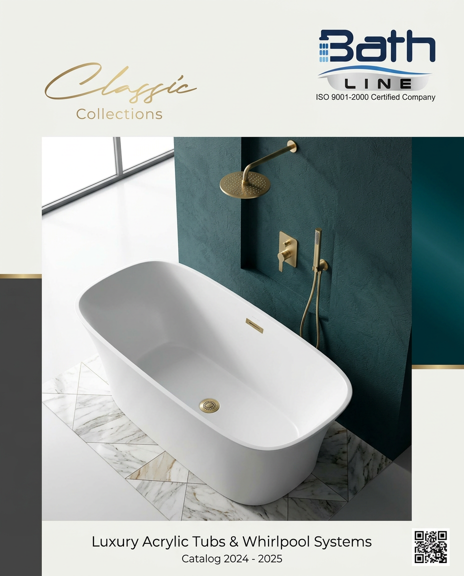 AI Design for so this is the first page of my catalogue company bath line can you change it and give different design
