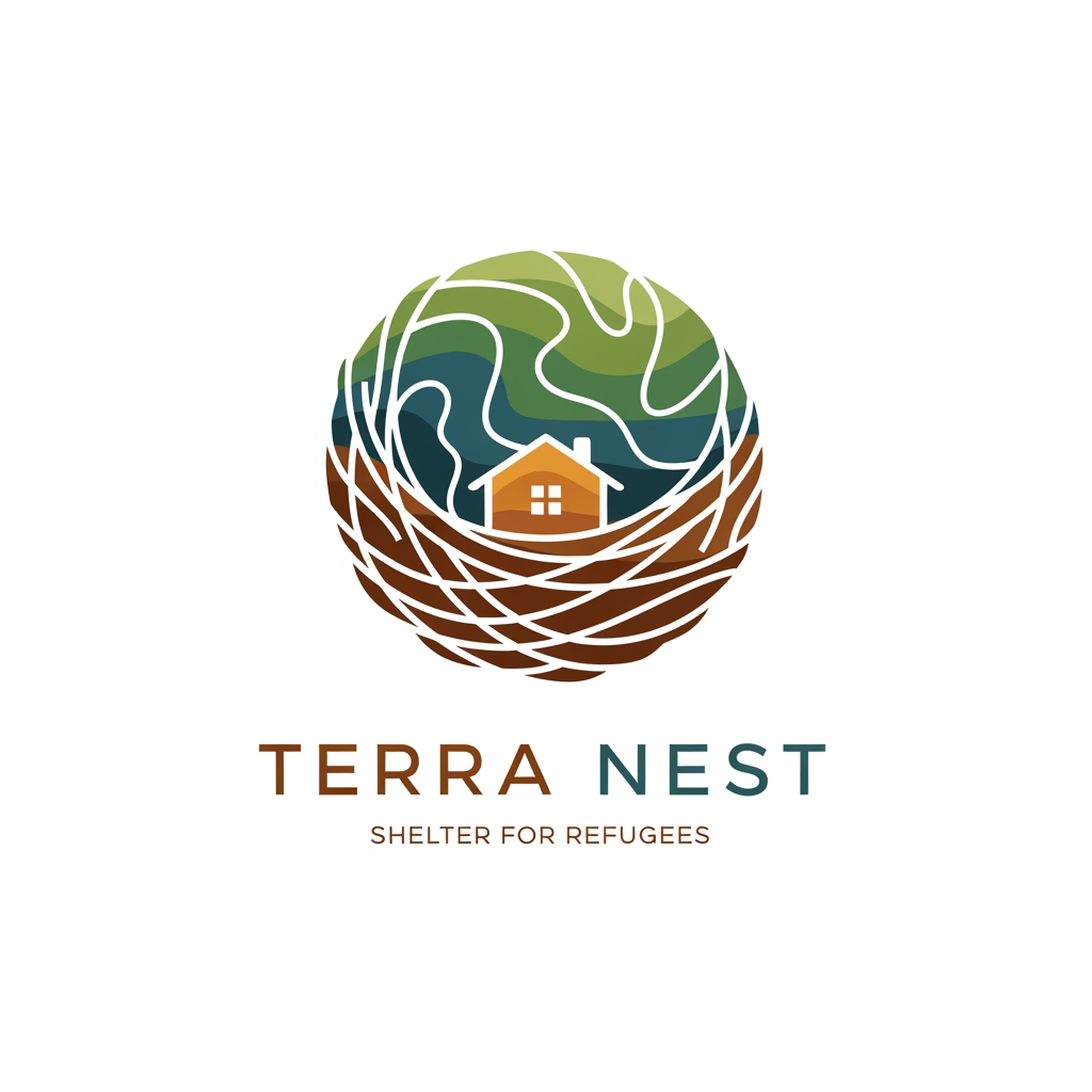 AI Design for i want to create a logo for my business of terra nest which provide shelter to refugees