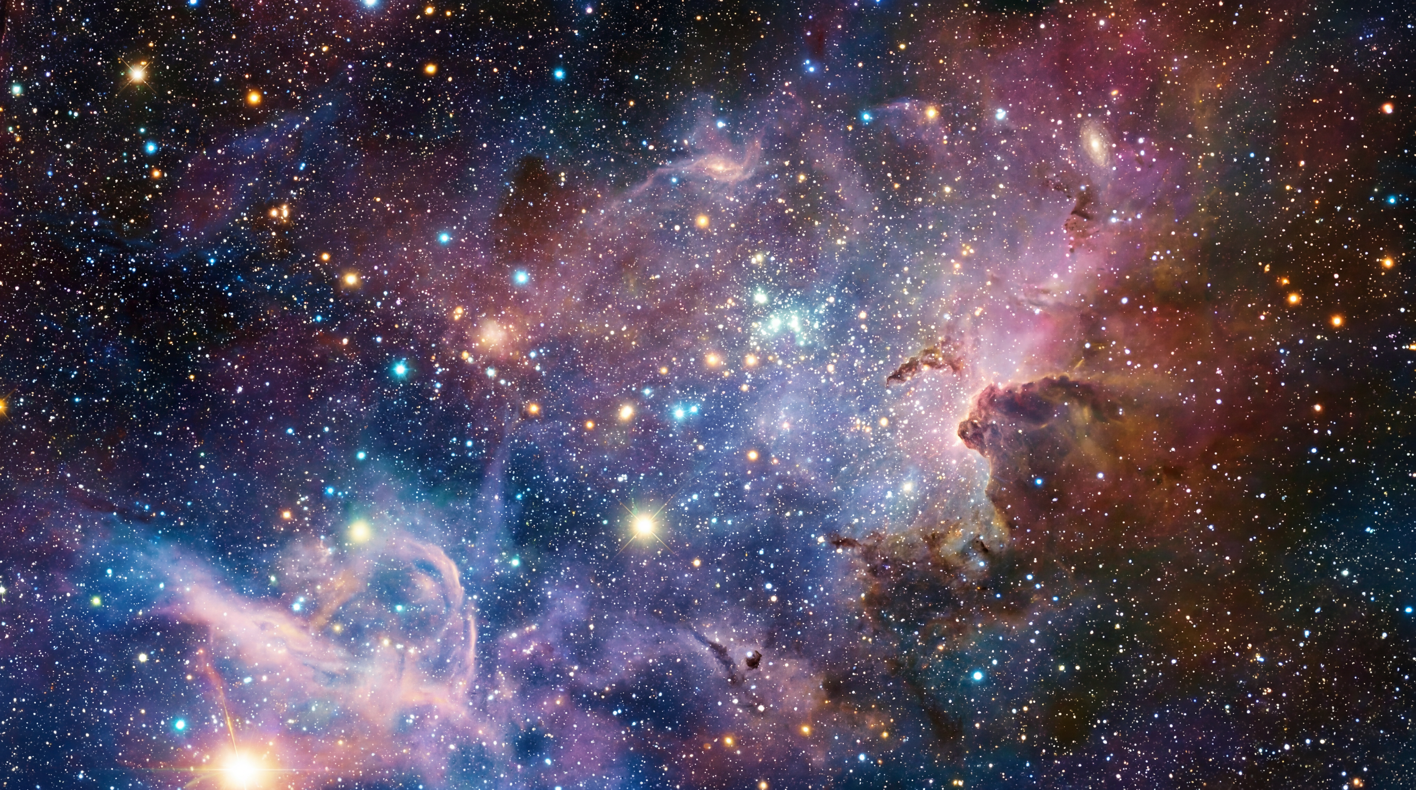 AI Design for Deep space filled with distant stars and colorful nebulae.