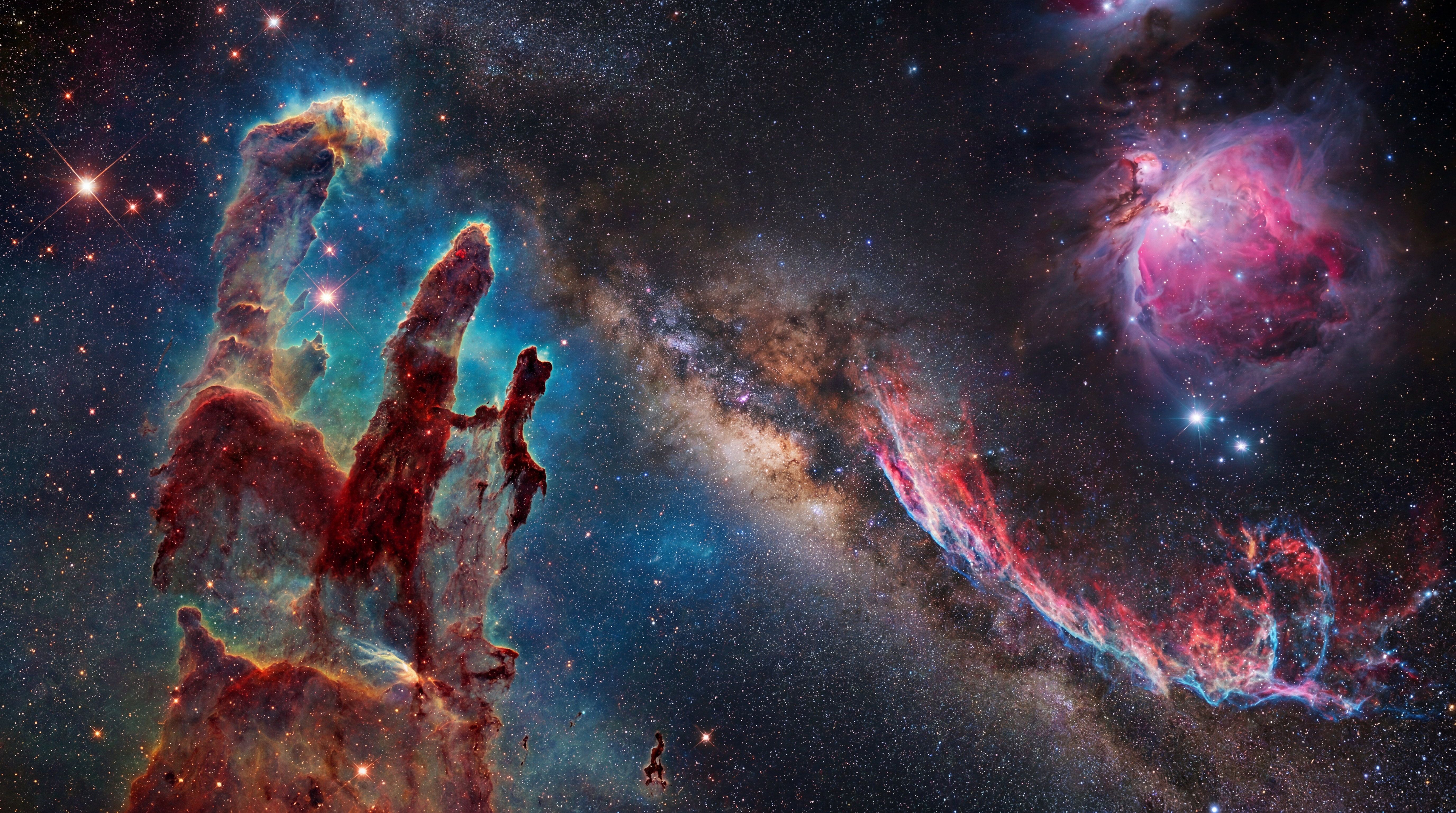 AI Design for Deep space filled with distant stars and colorful nebulae.