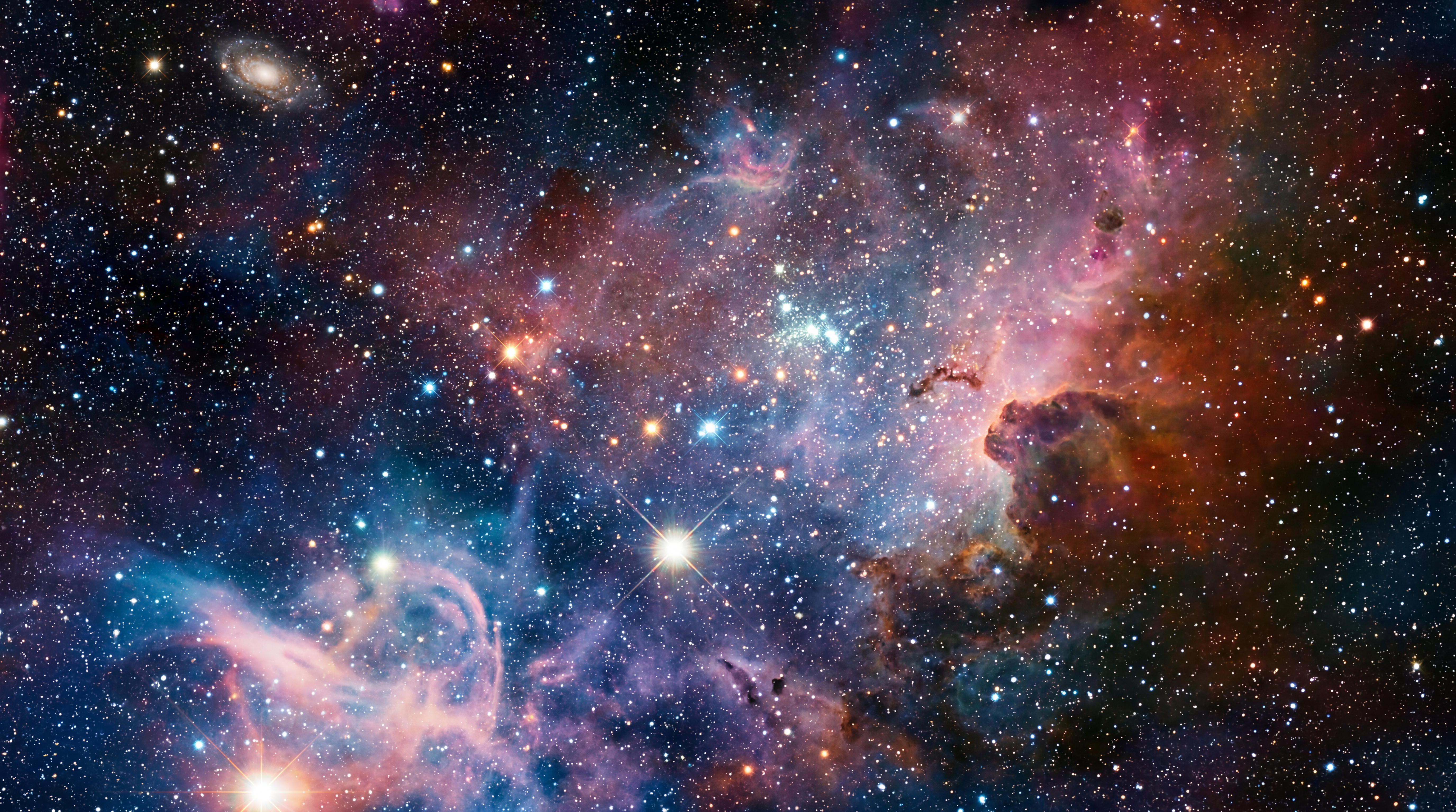 AI Design for Deep space filled with distant stars and colorful nebulae.
