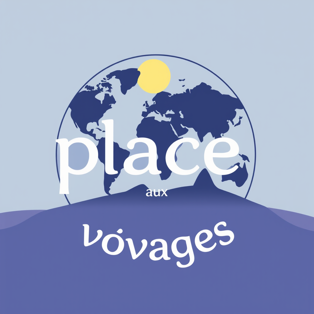 AI Design for agence se spécialise dans l'organisation de voyages sur mesure, adaptés aux besoins spécifiques de chaque client. Ils proposent des destinations variées à travers le monde, incluant l'Europe, l'Asie, l'Afrique et les Amériques. Leur approche repose sur un accompagnement personnalisé pour créer des séjours uniques, que ce soit pour des voyages individuels, en famille ou en groupe. L'agence se situe au 41 rue Saint Laud, à Angers. i want a logo with the name of the brand 'Place aux voyages'