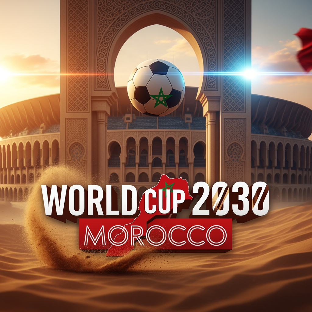 AI Design for hazme la portada de un video de youtube del tema mundial 2030 y centrado en marruecis