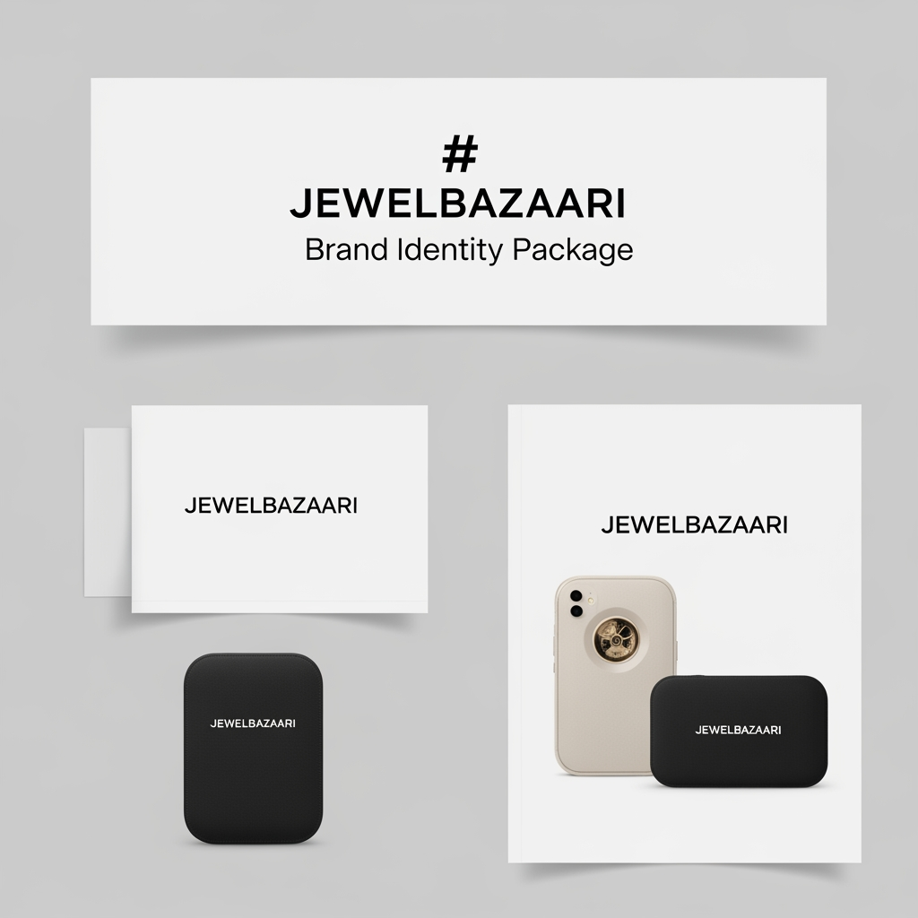 AI Design for Act as a world-class luxury brand strategist, trademark consultant, and logo designer.

I am building a premium jewellery marketplace and e-commerce brand.

Brand Name: JEWELBAZAARI

Create a complete trademark-ready brand identity package.

Requirements:

1. Brand Analysis

* Check whether the name sounds unique, memorable, luxurious, and scalable.
* Suggest improvements only if absolutely necessary.

2. Logo Design
   Create 5 distinct logo concepts:

* Luxury Royal Style
* Modern Minimalist Style
* Premium Diamond Style
* Global Marketplace Style
* Timeless Heritage Jewellery Style

3. Logo Specifications

* Vector-friendly
* Trademark-friendly
* Unique and original
* Professional enough to compete with brands like Tanishq, Malabar Gold, Cartier, Tiffany & Co., and BlueStone
* Suitable for website, app, packaging, invoices, certificates, social media, and signage

4. Color Palette
   Suggest:

* Primary Brand Color
* Secondary Brand Color
* Accent Color
* Background Color

Luxury preferences:

* Deep Maroon
* Gold
* Ivory
* Diamond Silver

5. Typography
   Recommend:

* Premium Heading Font
* Elegant Subheading Font
* Website Body Font

6. Brand Symbol
   Create a unique icon concept combining:

* Diamond
* Crown
* Infinity
* Marketplace/Global Commerce
* Trust and Authenticity

7. Trademark Review
   Provide:

* Trademark distinctiveness score out of 10
* Brand memorability score out of 10
* Luxury appeal score out of 10
* International scalability score out of 10

8. Tagline Suggestions
   Generate 20 premium taglines.

Examples:

* Where Every Jewel Finds Its Home
* The Global Marketplace of Fine Jewellery
* Crafted by Artisans, Chosen by the World

9. Deliverables
   Provide:

* Detailed visual description of each logo
* Logo construction guide
* Color codes (HEX, RGB)
* Brand guidelines
* Website favicon concept
* Packaging concept
* Business card concept

The final output should look like a complete professional branding presentation prepared for trademark registration and investor presentation.