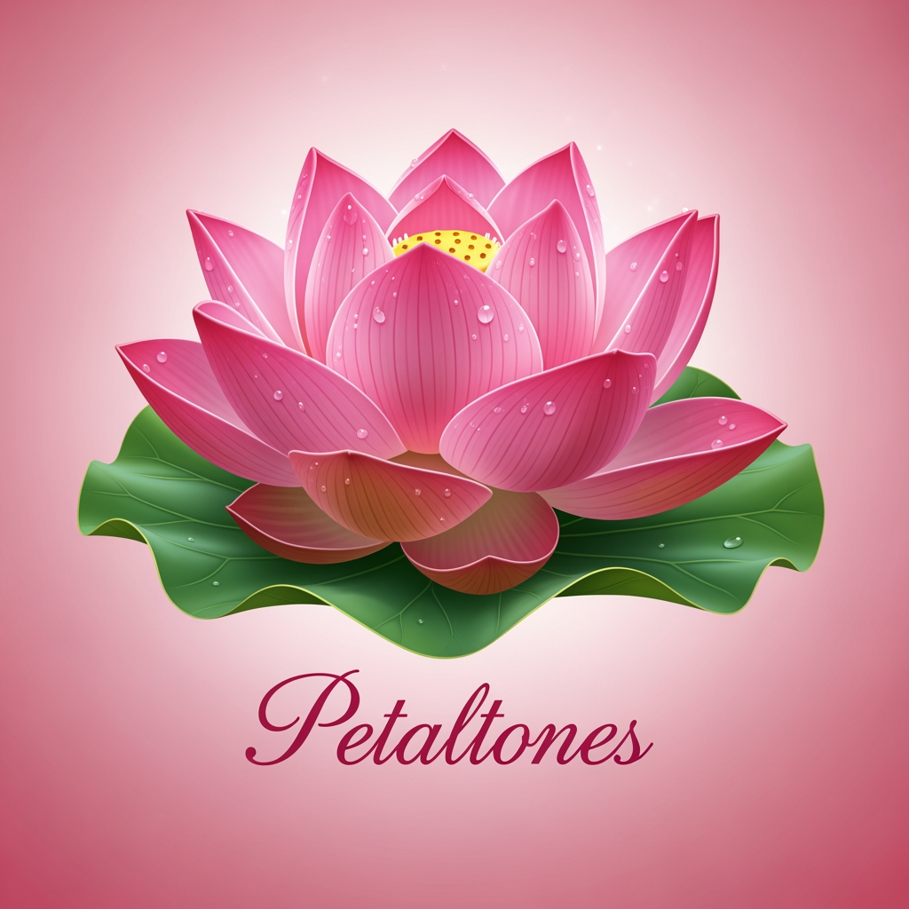 AI Design for make the lotus look more realistic and the bottom leaves green make the background pink with the lotus looking like a logo for a music group