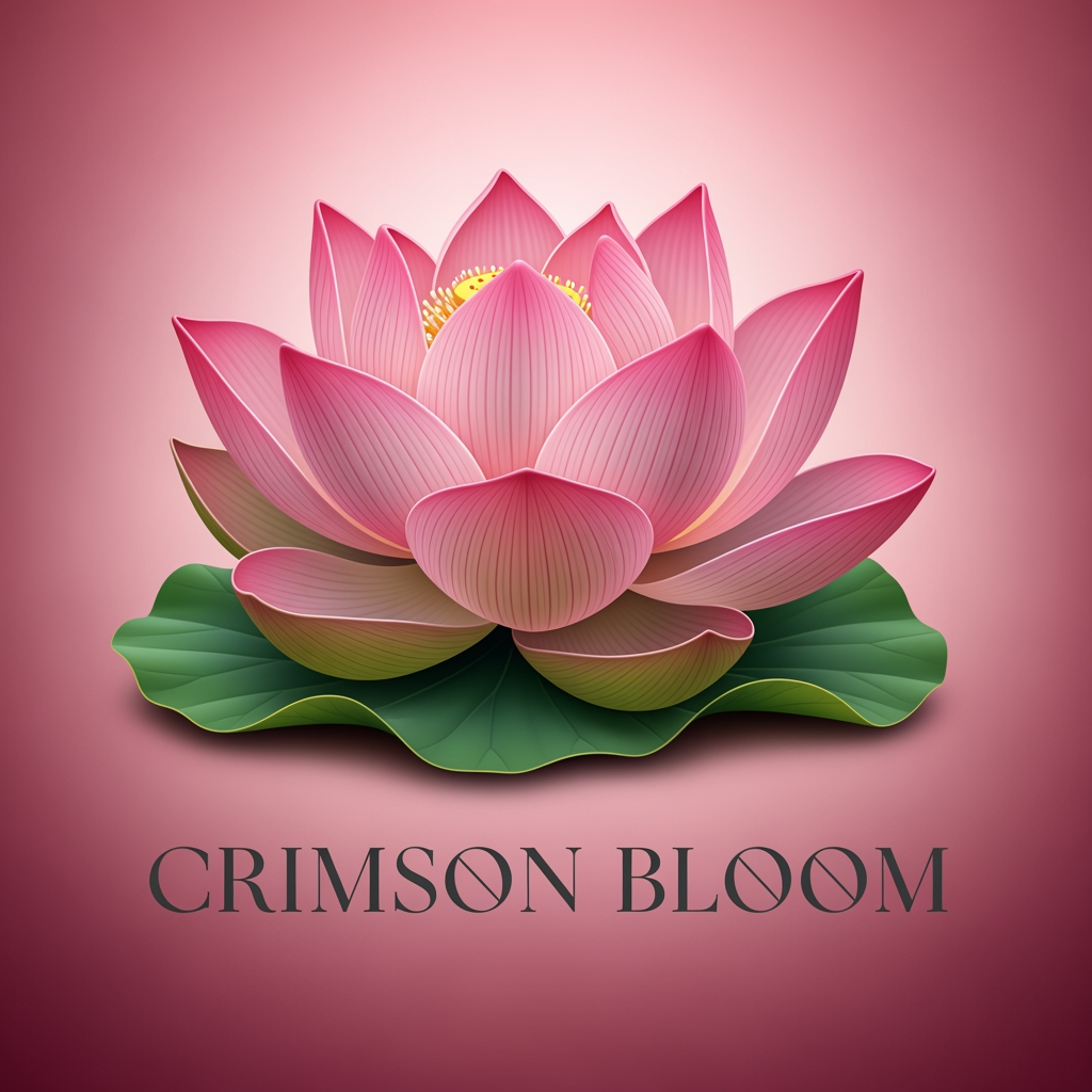AI Design for make the lotus look more realistic and the bottom leaves green make the background pink with the lotus looking like a logo for a music group